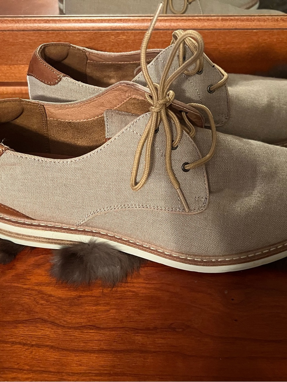 Florsheim Men's Chukka Boots in Taupe Canvas with Brown Accents